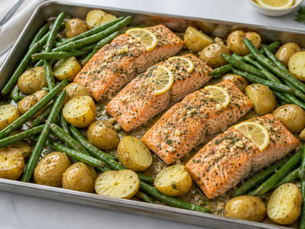 One-Tray Lemon Garlic Salmon